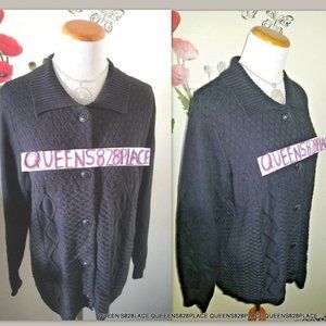 Allison Daley M  Cardigan Sweater Black Button Down